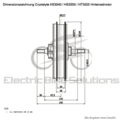 Crystalyte Hinterradmotor 1000W (Higo L1019 Hochleistungsstecker) -Bike Teile Markt Dimensionszeichnung Crystalyte HS3540 HS3555 HT3525 1280x1280 1
